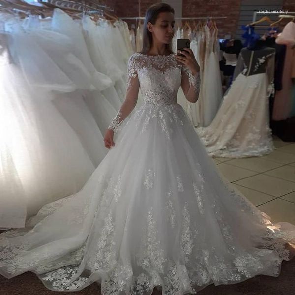 2023 gorgeous wedding dresses bridal gown long sleeves lace applique tulle sweep train bateau neckline ruffles plus size custom made vestido, White
2023 gorgeous wedding dresses bridal gown long sleeves lace applique tulle sweep train bateau neckline ruffles plus size custom made vestido, White
