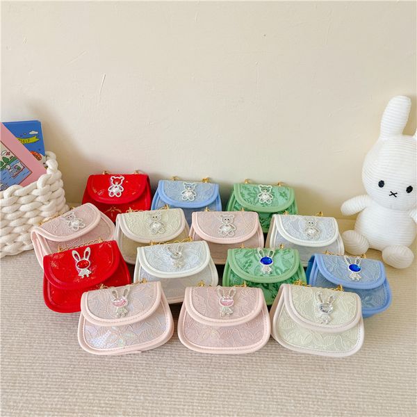 children rhinestones rabbit purse kids lace embroidery metals chain single shoulder bag girls love heart bear crossbody bags q9019, White
children rhinestones rabbit purse kids lace embroidery metals chain single shoulder bag girls love heart bear crossbody bags q9019, White