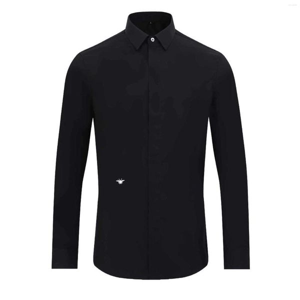 men's dress shirts little bee embroidered men's shirt solid color long sleeve european station business casual style slim white, White;black
men's dress shirts little bee embroidered men's shirt solid color long sleeve european station business casual style slim white, White;black