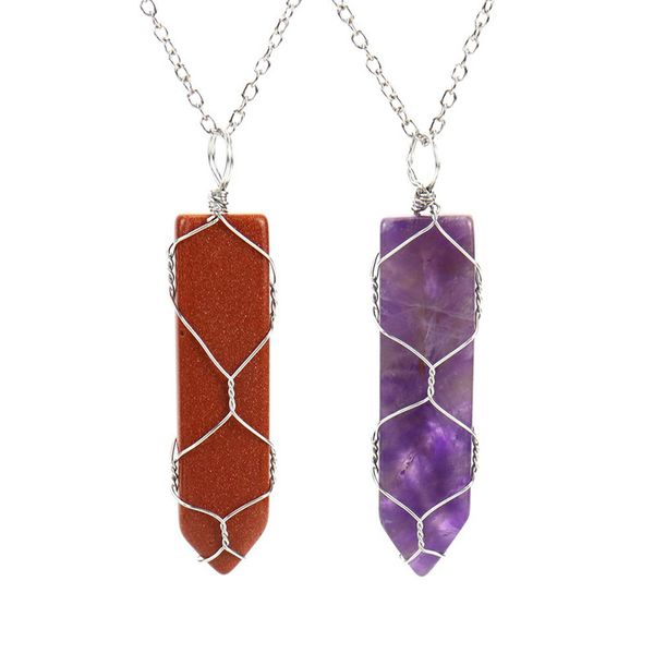 sword shape natural stone pendant wire wrapped silver metal net pocket sweater chain necklace healing reiki weave rope wholesale
sword shape natural stone pendant wire wrapped silver metal net pocket sweater chain necklace healing reiki weave rope wholesale