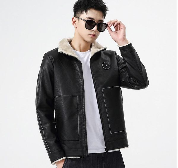 men's faux leather jacket autumn and winter style coat thickened warm coats men trendy casual plus velvet plus size motorcycle mm8llh39, Black
men's faux leather jacket autumn and winter style coat thickened warm coats men trendy casual plus velvet plus size motorcycle mm8llh39, Black