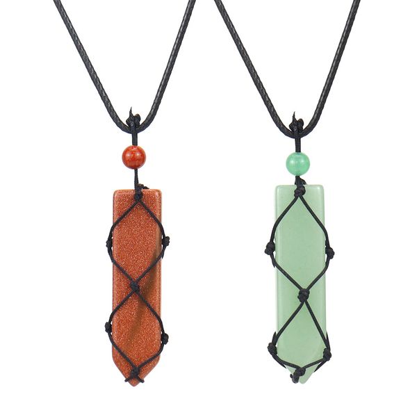 sword shape natural stone pendant braided adjustable black net pocket sweater chain necklace healing reiki weave rope wholesale, Silver
sword shape natural stone pendant braided adjustable black net pocket sweater chain necklace healing reiki weave rope wholesale, Silver