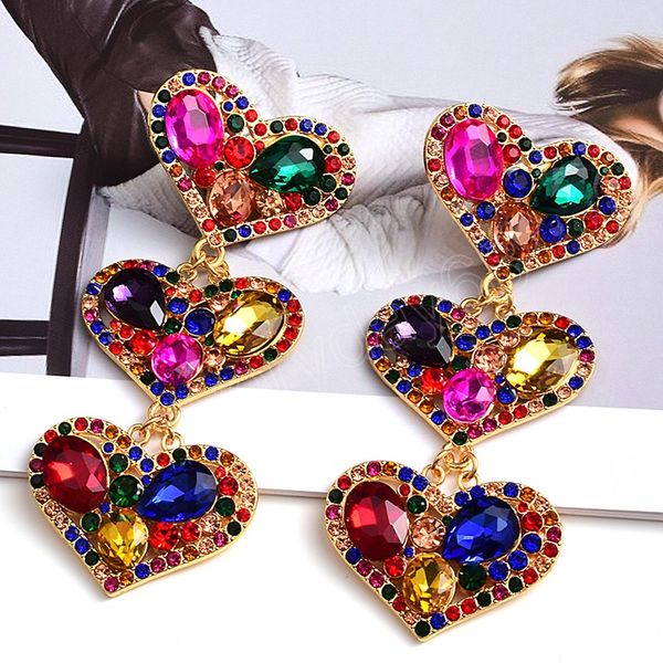 statement long metal heart colorful crystal dangle drop earrings high-quality fashion jewelry accessories for women, Silver
statement long metal heart colorful crystal dangle drop earrings high-quality fashion jewelry accessories for women, Silver
