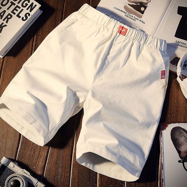 white shorts men casual summer shorts elastic waist fashion bottoms streetwear beach new trend solid color, White;black
white shorts men casual summer shorts elastic waist fashion bottoms streetwear beach new trend solid color, White;black