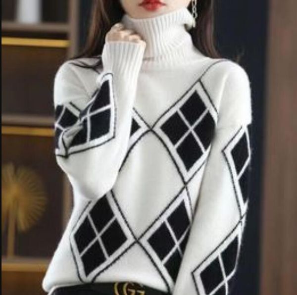 women sweater designer puff dress pullover jumper loose warm clothes elegant mock neck female vintage striped top, White;black
women sweater designer puff dress pullover jumper loose warm clothes elegant mock neck female vintage striped top, White;black