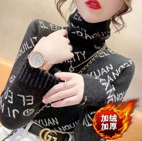 women's sweaters hip hop luxury fashion thickened warmth turtleneck loose new dress pullovers sweater, White;black
women's sweaters hip hop luxury fashion thickened warmth turtleneck loose new dress pullovers sweater, White;black