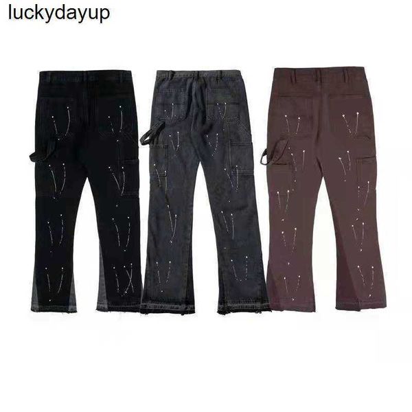 new men's pants galery dept speckle fashion print stitched micro streetwear flare jeans, Black
new men's pants galery dept speckle fashion print stitched micro streetwear flare jeans, Black