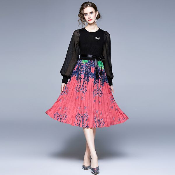 hepburn style knitted patchwork pleated dress women 2022 designer elegant tulle long sleeve printed midi dresses casual office chic ladies c, Black;gray
hepburn style knitted patchwork pleated dress women 2022 designer elegant tulle long sleeve printed midi dresses casual office chic ladies c, Black;gray