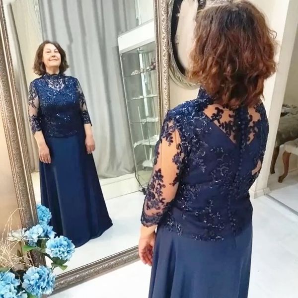 vintage navy blue 3/4 illusion long sleeve mother of bride dresses high neck sheer appliques sequins floor length evening gowns wedding gues, Black;red
vintage navy blue 3/4 illusion long sleeve mother of bride dresses high neck sheer appliques sequins floor length evening gowns wedding gues, Black;red