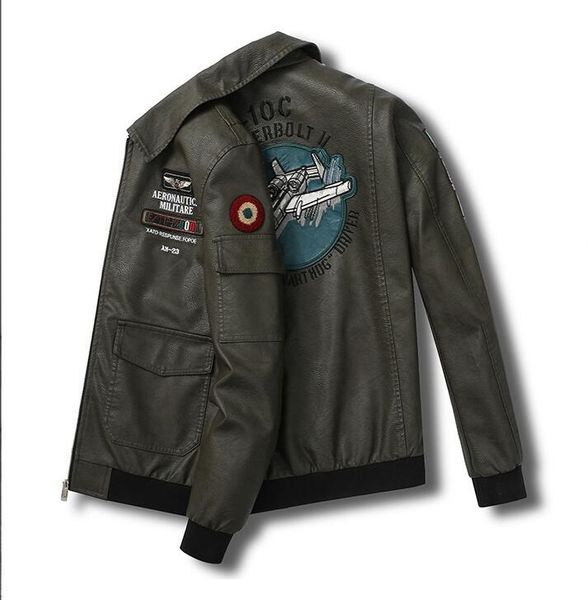 spring and autumn men's faux leather jackets military style pilot leather jacket men large size slim lapel embroidered coat mm8llh52, Black
spring and autumn men's faux leather jackets military style pilot leather jacket men large size slim lapel embroidered coat mm8llh52, Black