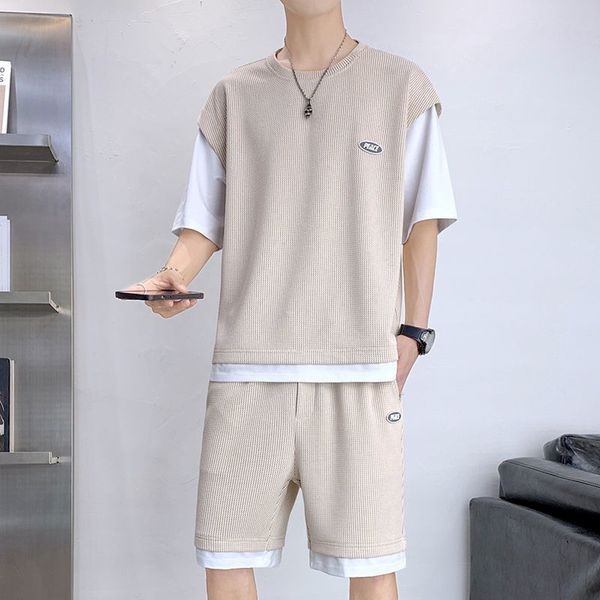 summer clothes men fake 2 piece set fashion clothing casual tshirt and shorts sports wear gym clothes athletic training, White;black
summer clothes men fake 2 piece set fashion clothing casual tshirt and shorts sports wear gym clothes athletic training, White;black