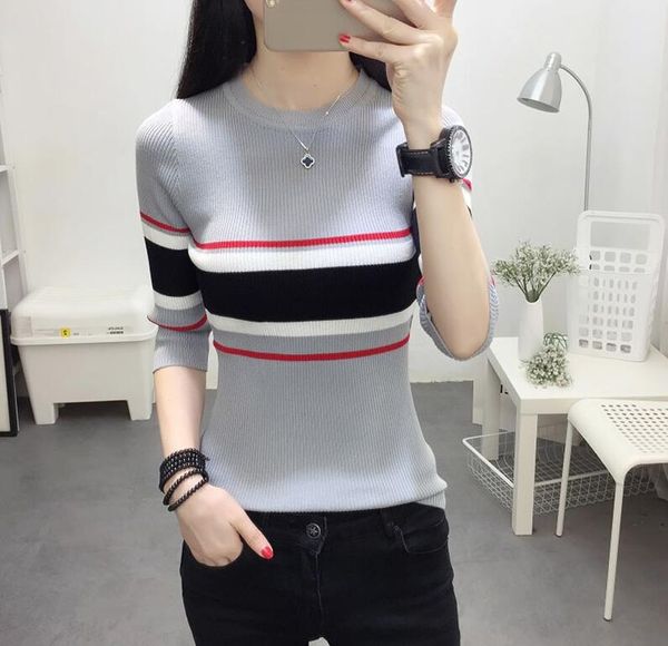 sweater women's knitwear autumn and winter striped pullover sweater thin skinny ladies new fashion bottom sweaters, White;black
sweater women's knitwear autumn and winter striped pullover sweater thin skinny ladies new fashion bottom sweaters, White;black