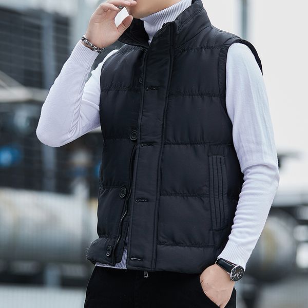 men's vests autumn winter men vest jacket solid color sleeveless mens casual down cotton waistcoat jacket male casual vest coats 220930, Black;white
men's vests autumn winter men vest jacket solid color sleeveless mens casual down cotton waistcoat jacket male casual vest coats 220930, Black;white