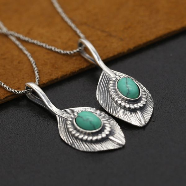 925 sterling silver feather pendant necklaces with turquoise stones antique vintage gothic punk hip-hop handmade designer luxury jewelry acc
925 sterling silver feather pendant necklaces with turquoise stones antique vintage gothic punk hip-hop handmade designer luxury jewelry acc