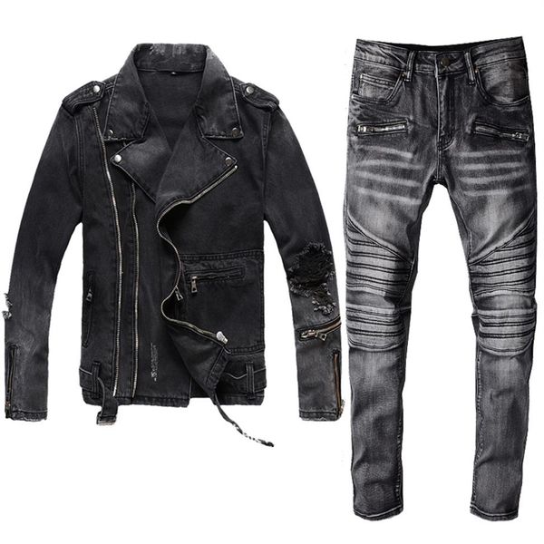 winter mens black denim two piece set new autumn fashion slim denim jackets and biker jeans vintage 2pcs sets brand clothes suits2727, Gray
winter mens black denim two piece set new autumn fashion slim denim jackets and biker jeans vintage 2pcs sets brand clothes suits2727, Gray