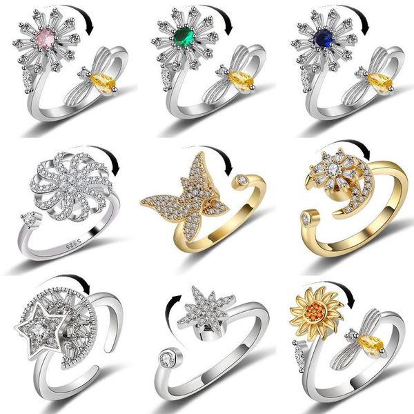 anti anxiety rings for women cubic zirconia adjustable open spinner ring fashion jewelry, Golden;silver
anti anxiety rings for women cubic zirconia adjustable open spinner ring fashion jewelry, Golden;silver