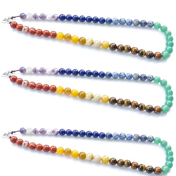 7 chakras natural crystal necklaces round beaded strand colorful quartz stone collier purple crystal yoga necklace women choker, Silver
7 chakras natural crystal necklaces round beaded strand colorful quartz stone collier purple crystal yoga necklace women choker, Silver