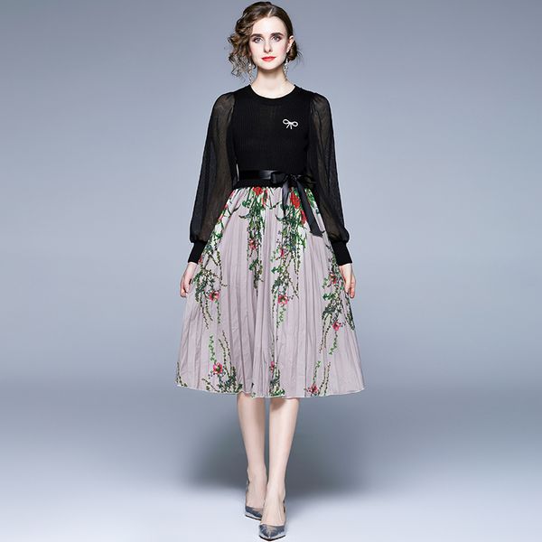 knitted patchwork floral printed pleated dress women 2022 designer elegant long sleeve casual office midi dresses o-neck chic ladies cocktai, Black;gray
knitted patchwork floral printed pleated dress women 2022 designer elegant long sleeve casual office midi dresses o-neck chic ladies cocktai, Black;gray