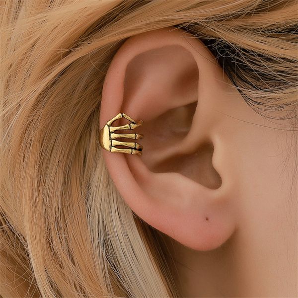 european and american fashion clip on screw back personality punk style skull hand ear clip without earhole ac235, Silver
european and american fashion clip on screw back personality punk style skull hand ear clip without earhole ac235, Silver
