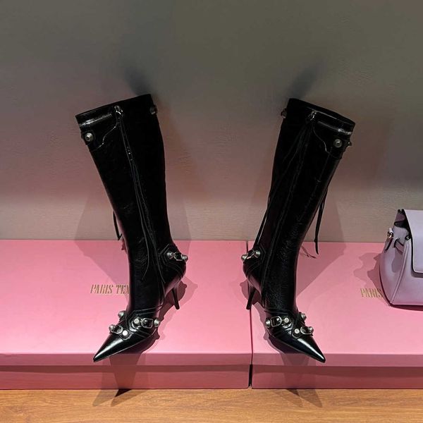boots knee-high shoes lambskin leather stud buckle embellished side zip pointed toe stiletto2023, Black
boots knee-high shoes lambskin leather stud buckle embellished side zip pointed toe stiletto2023, Black