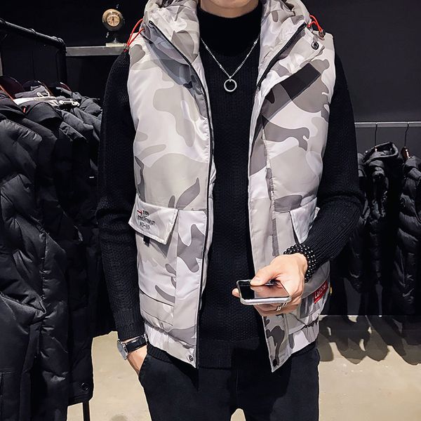 men's vests style handsome and thickened camouflage hooded cotton padded jacket with work clothes vest and jacket with cotton vest 2209, Black;white
men's vests style handsome and thickened camouflage hooded cotton padded jacket with work clothes vest and jacket with cotton vest 2209, Black;white