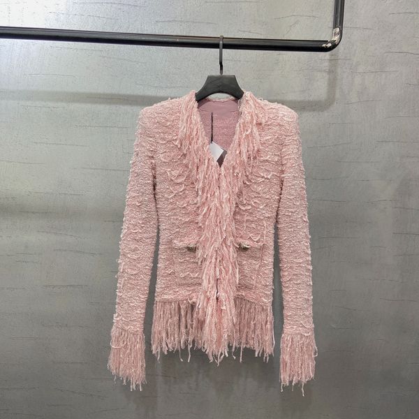 women's jackets 2022 european designers design the latest fashion tassel fringed pink tweed coat in autumn and winter, Black;brown
women's jackets 2022 european designers design the latest fashion tassel fringed pink tweed coat in autumn and winter, Black;brown