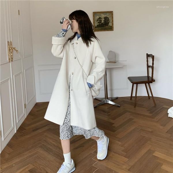 women's wool thick woolen coat retro mid-length autumn style korean college winter z91, Black
women's wool thick woolen coat retro mid-length autumn style korean college winter z91, Black