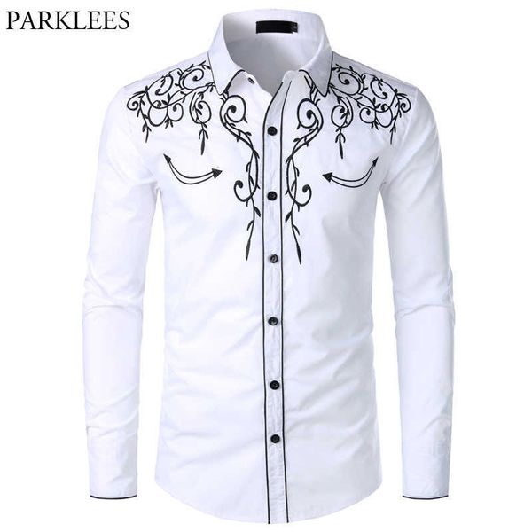 men's casual shirts mens western cowboy shirt stylish embroidered slim fit long sleeve party shirts men brand design banquet button dow, White;black
men's casual shirts mens western cowboy shirt stylish embroidered slim fit long sleeve party shirts men brand design banquet button dow, White;black