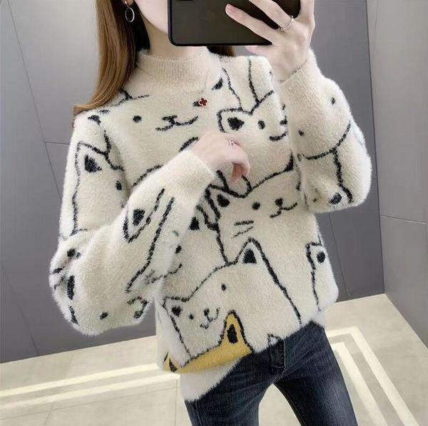 women's sweaters luxury pullover half-high-neck mid-length jumpers female knitwear puff dress top, White;black
women's sweaters luxury pullover half-high-neck mid-length jumpers female knitwear puff dress top, White;black