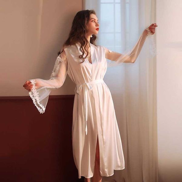 women's sleepwear lace sleeve long robe gown for women v-neck wedding bathrobe white intimate sleepwear loose night dress loose pyjamas, Black;red
women's sleepwear lace sleeve long robe gown for women v-neck wedding bathrobe white intimate sleepwear loose night dress loose pyjamas, Black;red