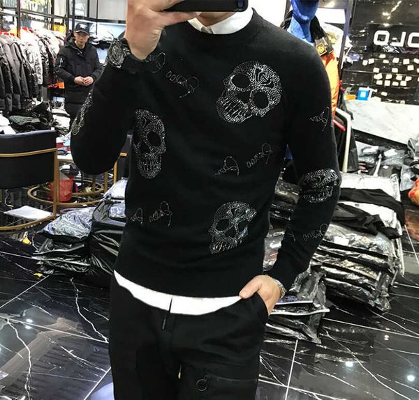 men's sweaters men sweater flim fit skull heavy technology 2020 new t220928, White;black
men's sweaters men sweater flim fit skull heavy technology 2020 new t220928, White;black