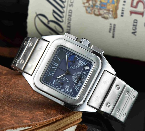the new popular 2022 men's watch square shows calendar and phases of the moon in steel with a gold border, Slivery;brown
the new popular 2022 men's watch square shows calendar and phases of the moon in steel with a gold border, Slivery;brown