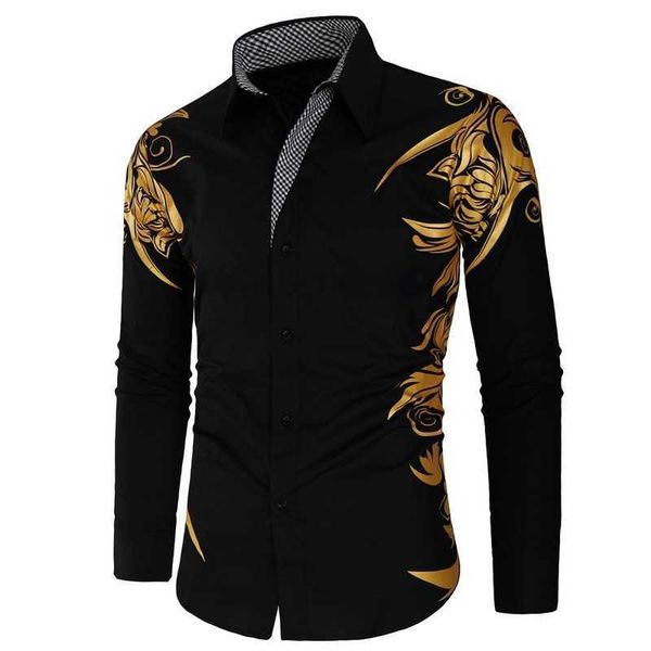 men's casual shirts men's printed shirt 2021 spring/summer fashion casual shirt long sleeve casual slim gold black shirt men', White;black
men's casual shirts men's printed shirt 2021 spring/summer fashion casual shirt long sleeve casual slim gold black shirt men', White;black