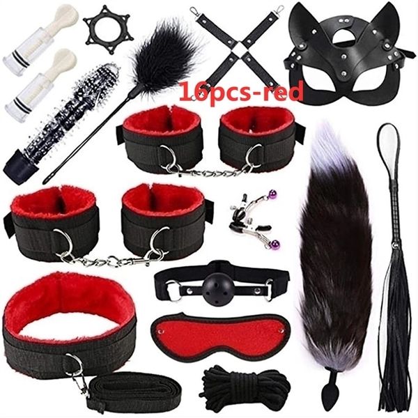set set exotic toys leather plush bondage bundle set gag whip butt plug toys for women nipple clips erotic toys, Red;black
set set exotic toys leather plush bondage bundle set gag whip butt plug toys for women nipple clips erotic toys, Red;black