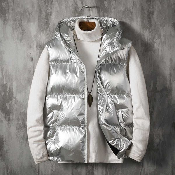 men's down parkas down cotton vest winter thick jacket silver hooded waistcoat handsome tide brand coats g220930, Black
men's down parkas down cotton vest winter thick jacket silver hooded waistcoat handsome tide brand coats g220930, Black