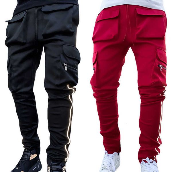 men's pants summer cargo casual hip pop joggers reflective multi-pocket trackpants running jogging sports trousers g220929, Black
men's pants summer cargo casual hip pop joggers reflective multi-pocket trackpants running jogging sports trousers g220929, Black