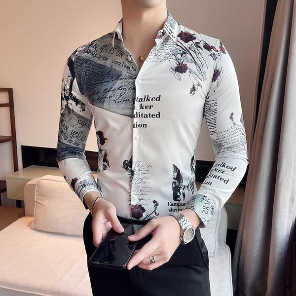 men's casual shirts british style new vintage printed shirt fashion men long sleeve slim fit casual shirt club party dress social shirt, White;black
men's casual shirts british style new vintage printed shirt fashion men long sleeve slim fit casual shirt club party dress social shirt, White;black