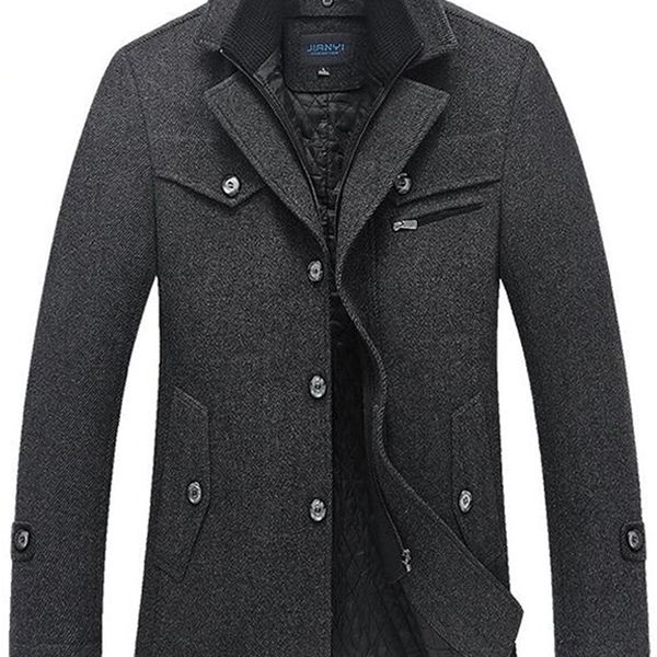 men's wool blends mens woolen coat autumn winter cotton thicken wool blends jacket coats male windproof warm trench overcoats 220930, Black
men's wool blends mens woolen coat autumn winter cotton thicken wool blends jacket coats male windproof warm trench overcoats 220930, Black