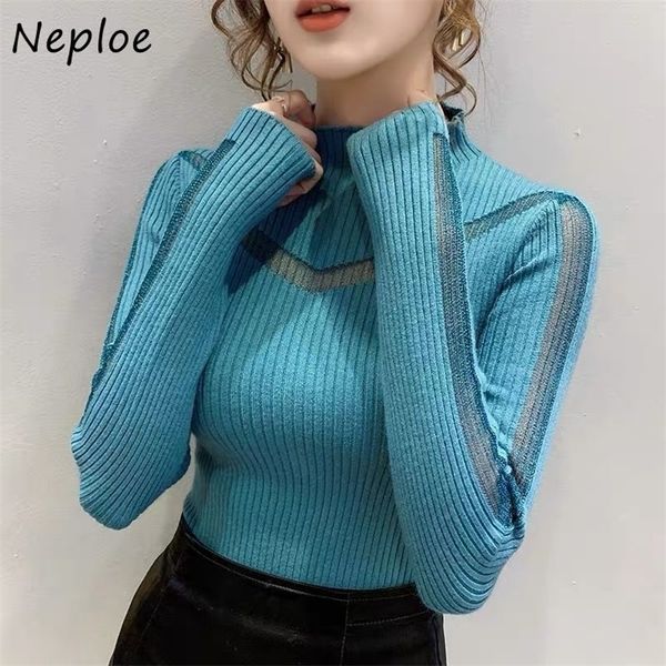women's sweaters neploe half high neck hollow out solid knit pullovers female long sleeve slim office ladies knitted bottoming sweater, White;black
women's sweaters neploe half high neck hollow out solid knit pullovers female long sleeve slim office ladies knitted bottoming sweater, White;black