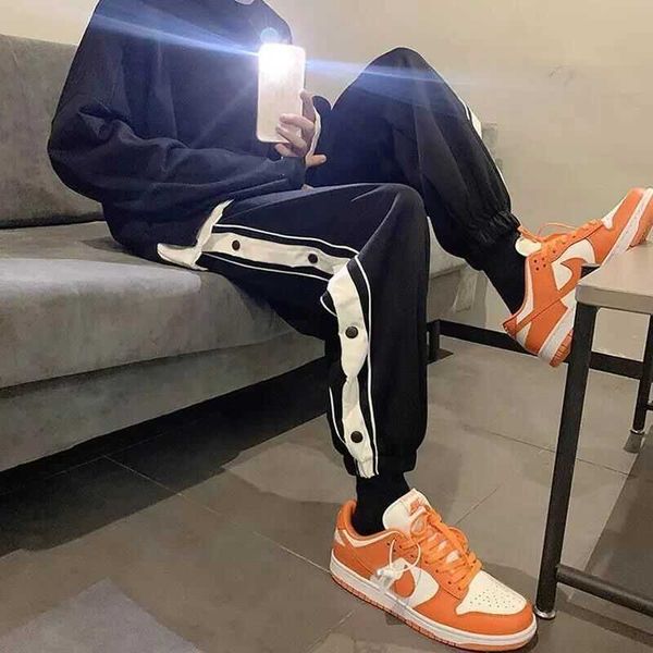 men's pants streetwear joggers men casual sport sweatpants black gray side button loose wide leg ankle length trousers g220929
men's pants streetwear joggers men casual sport sweatpants black gray side button loose wide leg ankle length trousers g220929