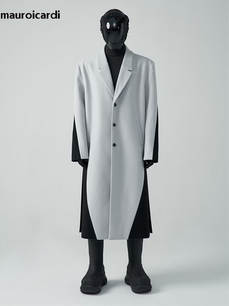 men's wool blends mauroicardi autumn winter long loose soft patchwork woolen coat men shoulder pads luxury designer clothes fashion 220, Black
men's wool blends mauroicardi autumn winter long loose soft patchwork woolen coat men shoulder pads luxury designer clothes fashion 220, Black