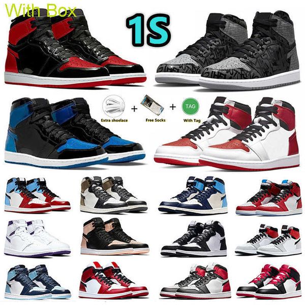 Image of Usually 10-30days delivered 1 Rebellionaire 1s Mens basketball shoes Heritage Sneakers Bred Patent Royal fragment University Blue Hype Royal without box