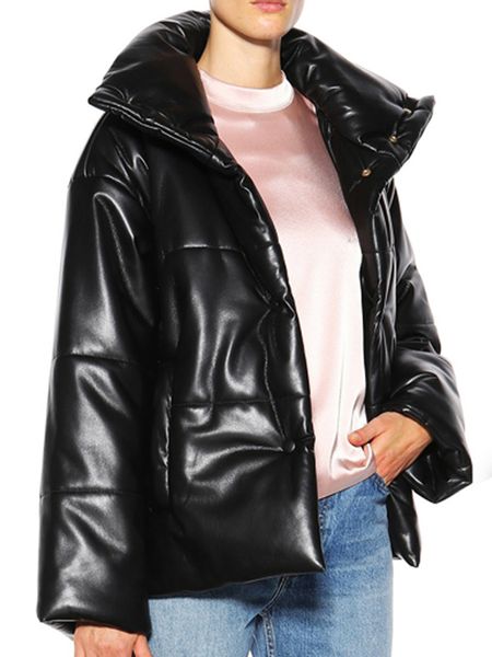 women's down parkas fandy lokar high imitation leather parkas women fashion pu leather coats women elegant solid cotton jackets female, Black
women's down parkas fandy lokar high imitation leather parkas women fashion pu leather coats women elegant solid cotton jackets female, Black