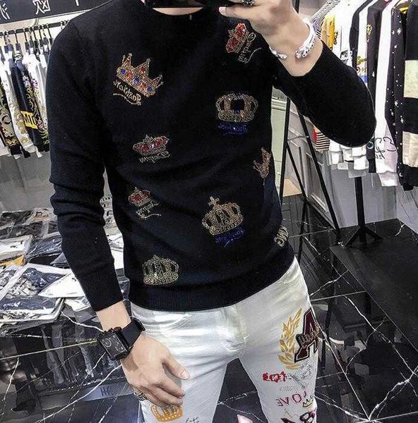 men's sweaters european style diamond crown sweater men's fashion brand personality autumn winter men's long sleeve bottoming, White;black
men's sweaters european style diamond crown sweater men's fashion brand personality autumn winter men's long sleeve bottoming, White;black