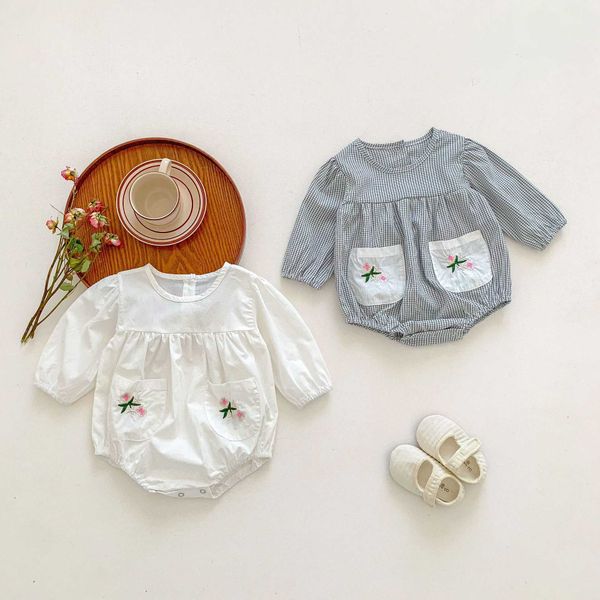 rompers infant girl simple solid pocket bodysuit toddler fashion plaid soft long sleeves cotton jumpsuit girls comfortable outfits j220922, Blue
rompers infant girl simple solid pocket bodysuit toddler fashion plaid soft long sleeves cotton jumpsuit girls comfortable outfits j220922, Blue