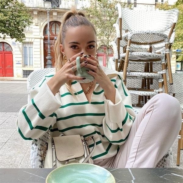 women's sweaters ladies fashion brand turn down collar green striped casual loose knitted sweater women pullover chic side split femal, White;black
women's sweaters ladies fashion brand turn down collar green striped casual loose knitted sweater women pullover chic side split femal, White;black