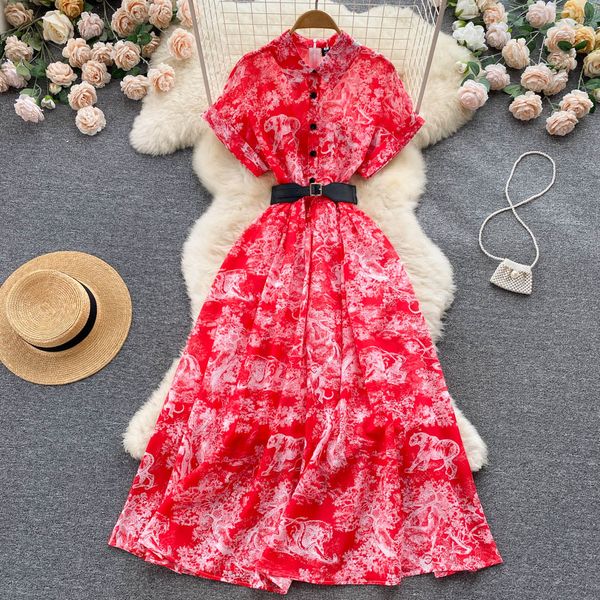 2023 new casual summer runway dresses floral print slim short lady dress a line turndown collar chiffon single breasted women dresses vestid, Black
2023 new casual summer runway dresses floral print slim short lady dress a line turndown collar chiffon single breasted women dresses vestid, Black