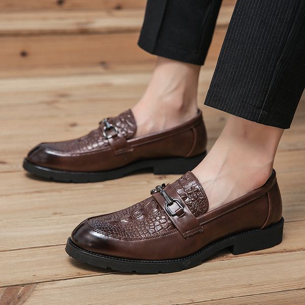 crocodile leather carved oxford shoes pointed toe one stirrup retro luxury metal buckle men's fashion formal casual shoes business shoe, Black
crocodile leather carved oxford shoes pointed toe one stirrup retro luxury metal buckle men's fashion formal casual shoes business shoe, Black