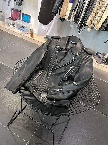 design new men's business casual leather jacket luxury clothing brand sheepskin material motorcycle multi zipper style jacket, Black
design new men's business casual leather jacket luxury clothing brand sheepskin material motorcycle multi zipper style jacket, Black