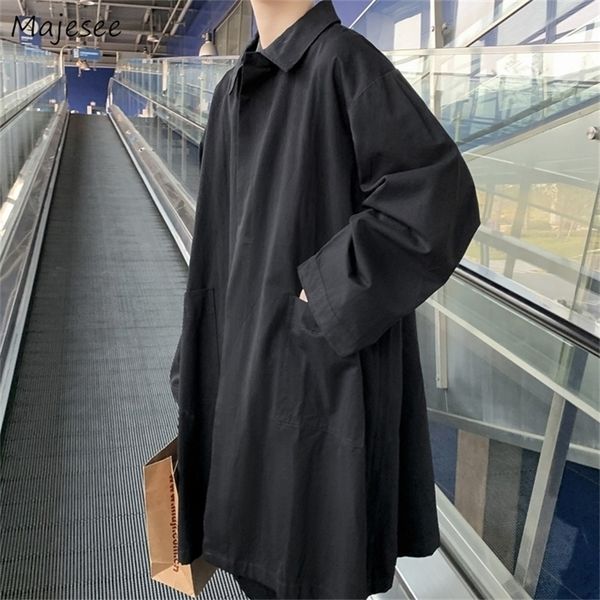 men's down parkas men long trench coats autumn korean handsome turn collar outerwear solid leisure loose streetwear design windbreaker, Black
men's down parkas men long trench coats autumn korean handsome turn collar outerwear solid leisure loose streetwear design windbreaker, Black